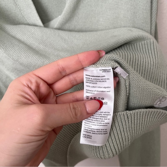 Calvin Klein Cotton V-Neck Sage Green Sweater Size Large - Picture 5 of 6